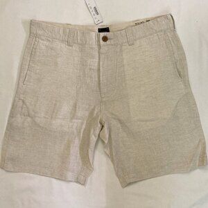 J. Crew 9" shorts in 100% linen tan-white stripes